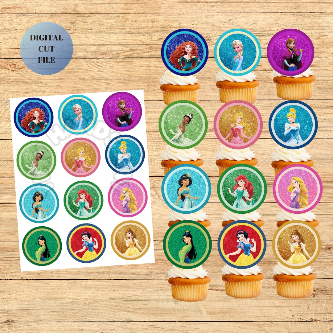 12 Printable Princess Cupcake Toppers DIGITAL DOWNLOAD, Kids Cupcake ...