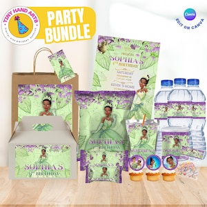 Tiana Birthday Party Bundle: Editable Favor Kit, Canva Templates (Digital File Only)