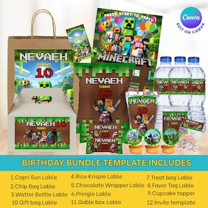 video game Birthday Party Bundle: Printable kid party Favors (Digital File Only)
