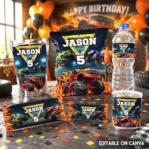 Monster Truck Birthday Party Package: Printable party Favors (Digital File Only)