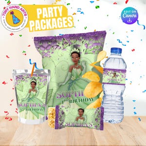 Tiana Birthday Party Package: Printable party Labels (Digital File Only)