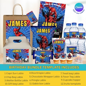 Spiderman Birthday Party Bundle: Printable kid party Favors (Digital File Only)