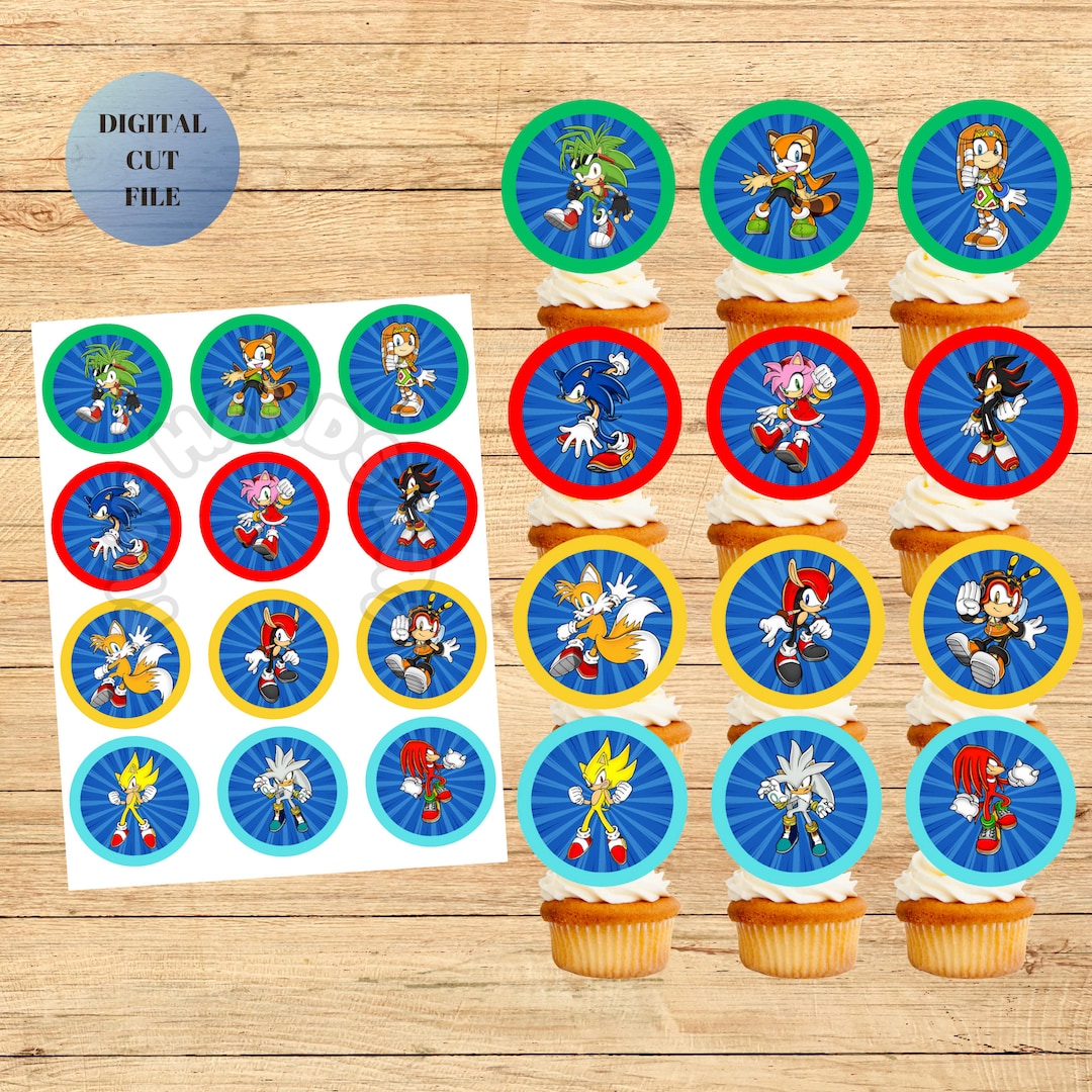 Sonic Cupcake Toppers Printable Kids Party Decorations (digital