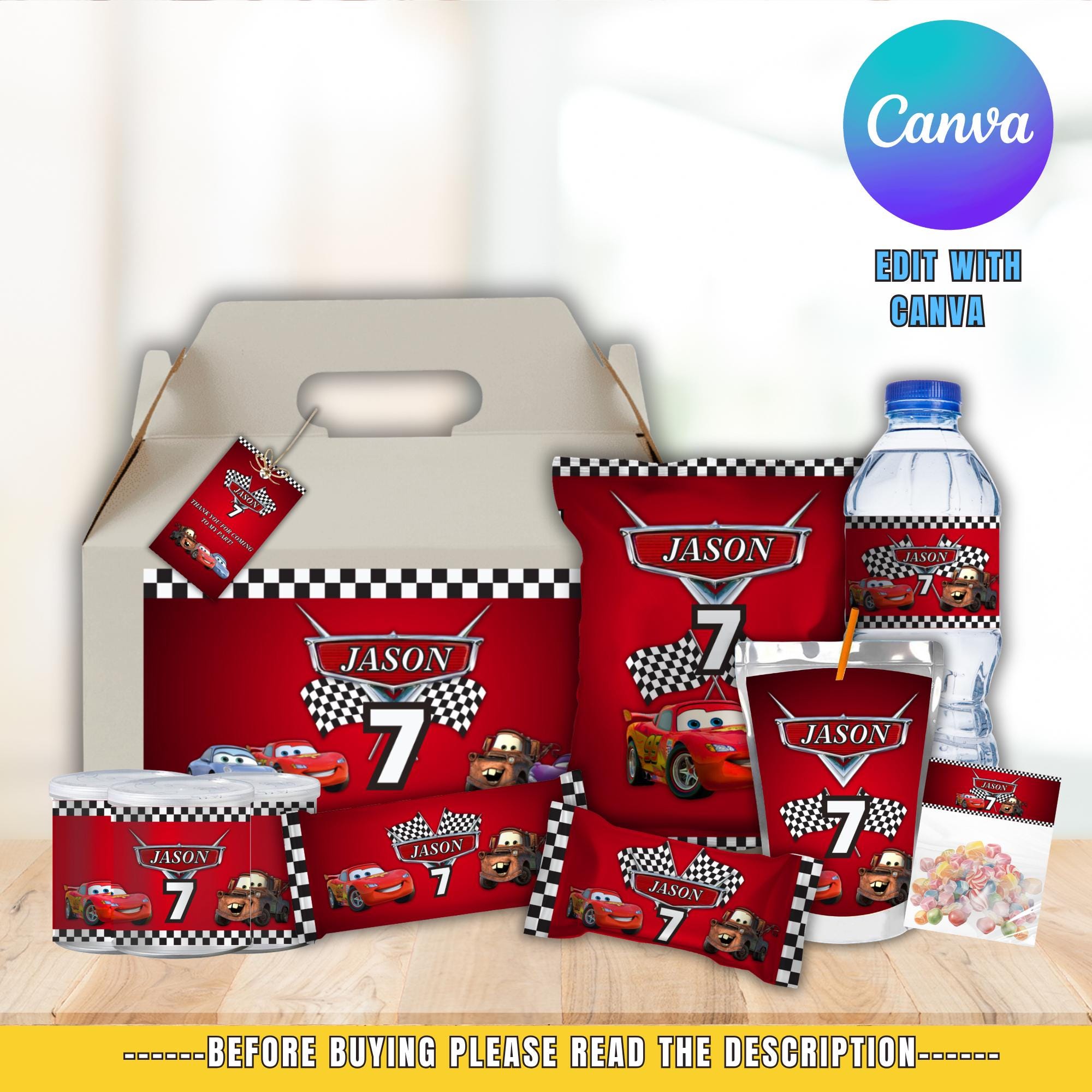 Cars Themed Party Bundle - Printable Party Bundle- Personalized Birthday Printables Party ...