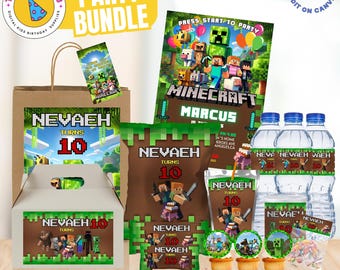 Paquete de fiesta de cumpleaños de videojuegos: Kit de recuerdos editables, plantillas de Canva (solo archivo digital)