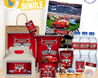 Cars Birthday Party Bundle: Editable Favor Kit, Canva Templates (Digital File Only)