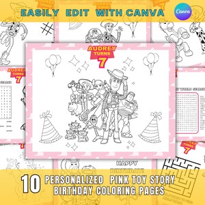 Pink Toy Story Birthday Coloring pages,Toy Story Birthday,custom birthday coloring page,Toy Story Coloring sheet
