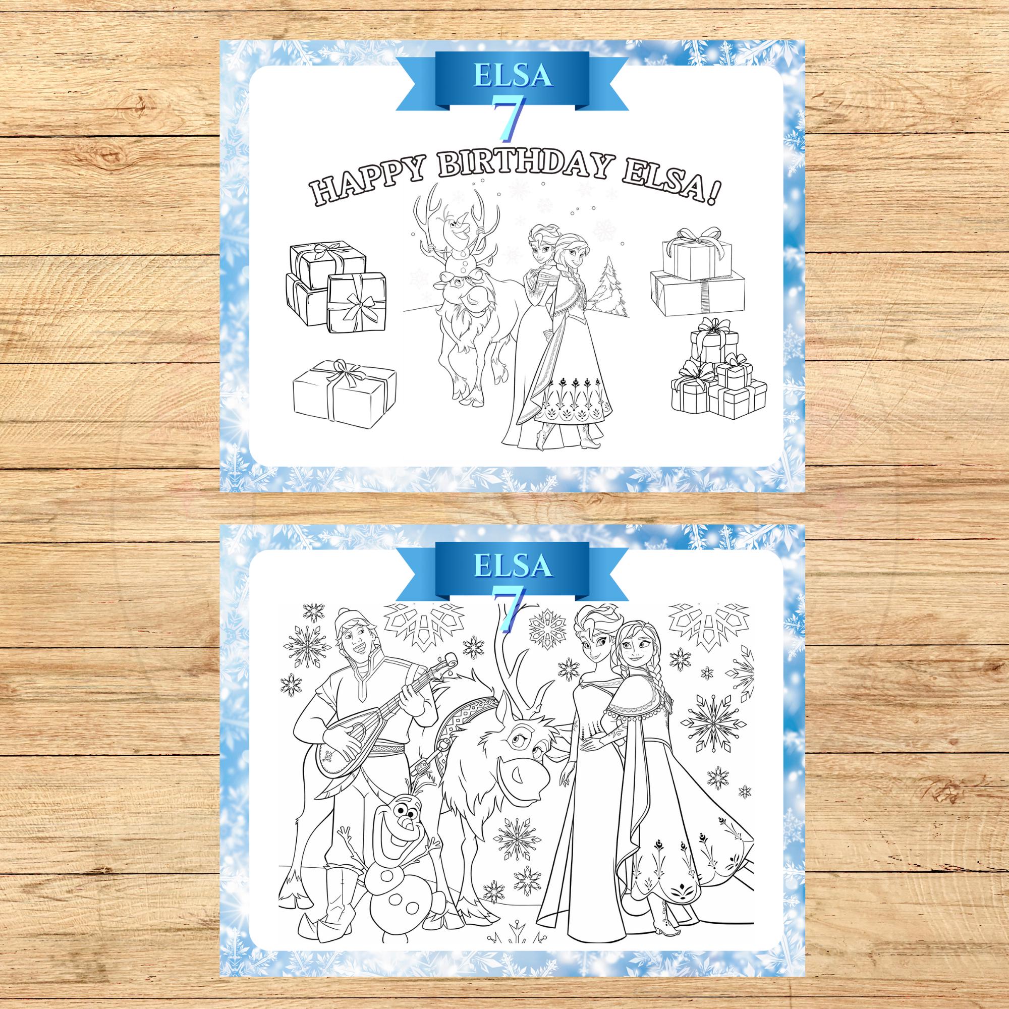 Personalized Frozen Birthday Coloring Pages: Printable Party Activity ...
