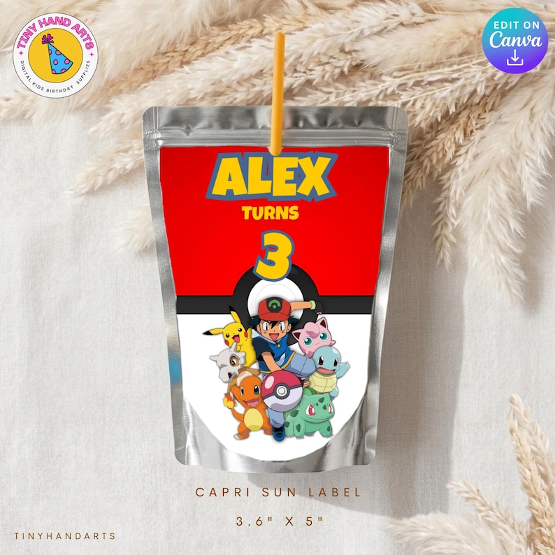 Pokemon Capri Sun Label Template: Printable Party Favors (digital File ...