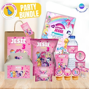 Pony Birthday Party Bundle: Editable Favor Kit, Canva Templates (Digital File Only)