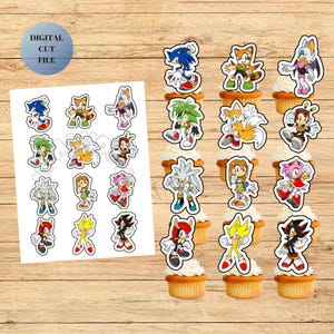 Sonic cupcake topper DIGITAL DOWNLOAD, kids cupcake toppers sticker instant download, printable cupcake topper