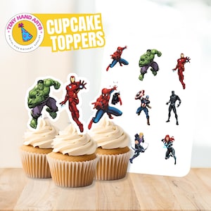Toppers de Cupcake de Super-Heróis: Toppers para Imprimir (Download Digital)