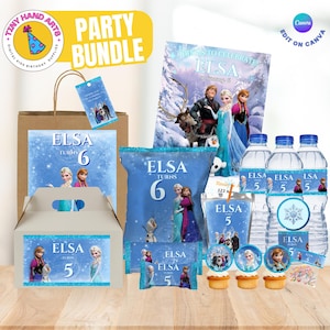 Frozen Birthday Party Bundle: Editable Favor Kit, Canva Templates (Digital File Only)