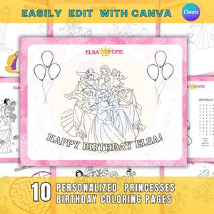 子供の誕生日の塗り絵：印刷可能なパーティーアクティビティ（デジタルファイル）