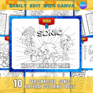 Sonic Birthday Coloring pages, Sonic Birthday, Sonic Coloring , custom birthday coloring page, Sonic Coloring sheet