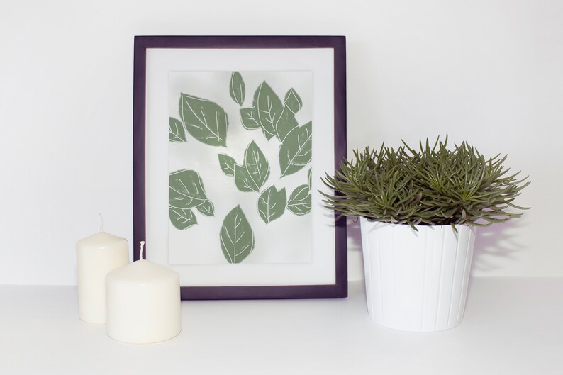 Downloadable Leafy Wall Art Blush Pink and Green Art Print Etsy