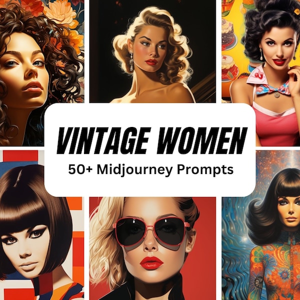 50+ Vintage Women Poster Midjourney prompts, Ai, Art, Midjourney Digital Art, Midjourney Learning, Poster, Art print