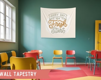 Every Day Is a Fresh Start Motivational Decorative Wall Hanging, Classroom Flag, Tapestry, Classroom Décor