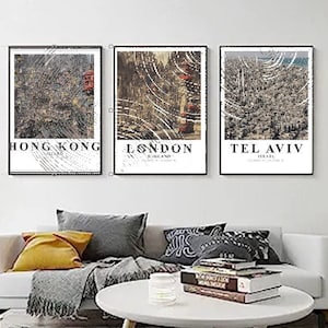 5 Major city&#39;s Print | PRINTABLE Wall Art City Map Decor City Map Wall Art | Digital Download