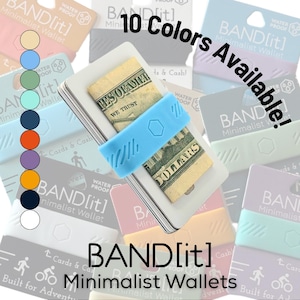 BAND[it] Banda delgada minimalista para billetera – Banda elástica con clip para dinero en efectivo y tarjetas de crédito – Porta billetes de silicona