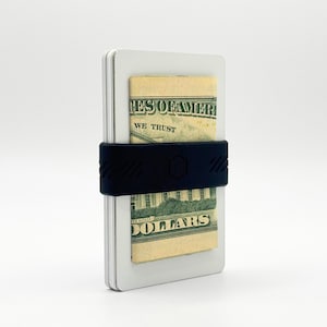 BAND[it] Banda delgada minimalista para billetera (negro obsidiana): banda elástica con clip para dinero en efectivo y tarjetas de crédito; porta billetes de silicona