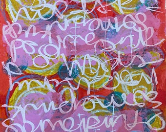 Some Words - mixed media work on paper - letters, words and abstract imagery