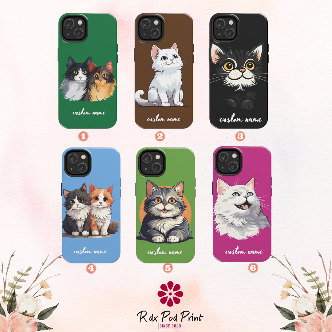 Custom Cat Phone Case Using Cat Photo Name Custom Cat Phone Etsy