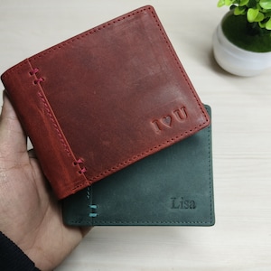Personalized Wallet,Mens Wallet,Embossed Wallet,Groomsmen Wallet,Leather Wallet Custom Wallet,Boyfriend Gift for Men,Father Day Gift for Him