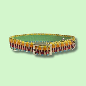 Colorful zig-zag pattern dog collar