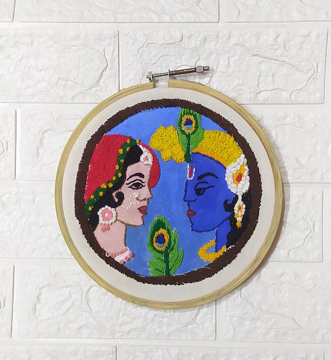 Radha Krishna Embroidery/ Embroidery Wall Hanging / Wall Decor Etsy