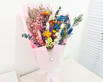 Colourful Dried Flower Bouquet ,Summer Home Decor, Home Decor,Boho Housewarming Gift,Birthday Gift for her,Dried Flower Wedding Bouquet