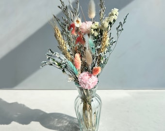 Colourful Dried Flower Bouquet in pink and blues,Pink Dried Flowers Bouquet,Birthday Gift for Her,Bridesmaid Gifts,Home Gift,Wedding Bouquet
