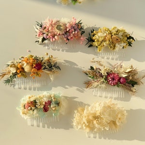Colorful Dry Flower Bridal Hair Comb,Wedding Flower Comb,Natural Boho Dried Flower,Meadowy Hair Comb,Dried Flower Hair Pin,Wedding Decor