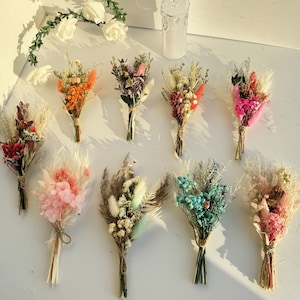 Boho Mini ramo de flores secas, favores de fiesta, decoración del hogar, regalos para maestros, flores de pastel de boda, baby shower, regalo de inauguración de la casa, regalos de buzón