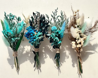 Boho Set Mini Dried Flower Bouquets,Blue Theme Mini Flower Bouquet,Small Bottle Arrangements,Table Decorations,,letterbox gift,gift for her