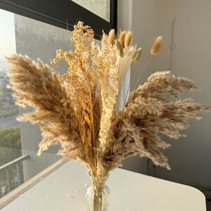 Gedroogd bloemboeket, Pampas Grass-boeket, gedroogde bloemen, natuurlijk bloemdecor, Bloemstuk, huisdecoratie, huisboeket, Cadeau aan haar