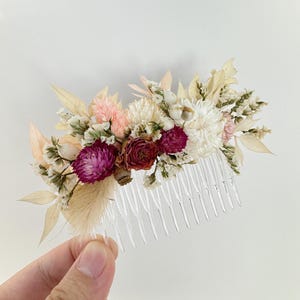 Colorful Dried Flower Bridal Hair Accessories,Dry Flower Hair Comb,Tropical Flower Crown,Dry Floral Wedding With Matching Boutonniere,Gifts