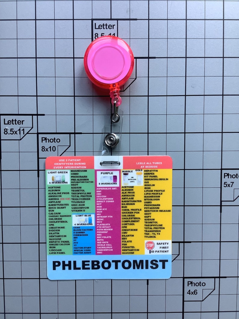 Phlebotomist Badge Blood Tubes Specimens Etsy