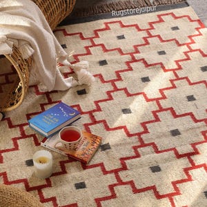 Handmade Wool Jute Kilim Rug: Vintage Boho Decor