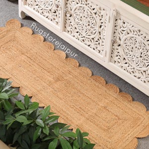 Jute Runner Rug, Scalloped Runner Rug, Natural Jute Rug, Jute Scallop Rug, Hallway Runner Rug, Entry Rug Runner, Runner Custom Rug,
