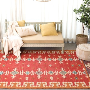 Handwoven Wool Jute Kilim Rug, White Kilim Rug, Wool Jute Rug, Hallway/Livingroom Kilim Rug, Navajo Rug Outdoor/Indoor Rug, Indian Kilim Rug
