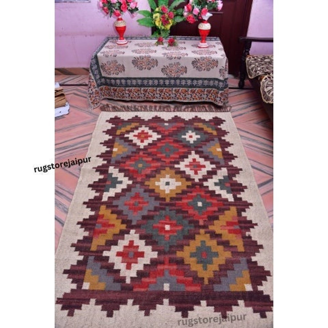 8X10 Natural Wool Jute Area Rughadmade Wool Jute Rugchunky Etsy