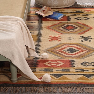 5x8 Wool Jute Kilim Rug, HomeDecor Rugs, Coustme Size Wool Rug, Vintage Area Rug, Boho Decor Rug, Handmade Wool Jute Rug