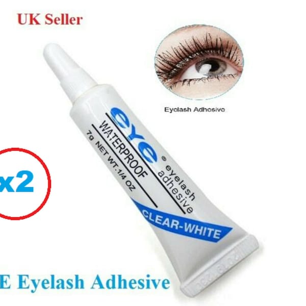 EYE Eyelash Glue Adhesives, 2 Tubes,  Strong,  Clear,  Waterproof, Lash Makeup, Genuine UK Seller