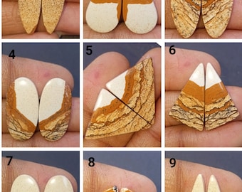 18 ct .Natural Picture Jasper Cabochon Loose Gemstone Drilling Pair Making Earring semi precious gemstone Jewelry Handmade Earring Wholesale