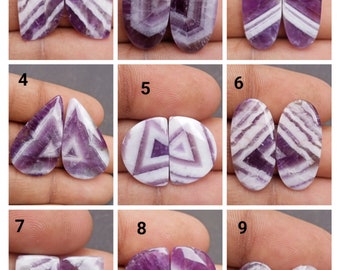 18 ct .Chevron Amethyst Gemstone Pair, Natural Amethyst Cabochon Pair, Jewelry Making and Craft Supplies, Handmade Earring Pair, Wholesale .