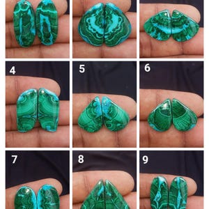MALACHITE Chrysocolla Gemstone Pair, Natural Beautiful Green Mix Shape Malachite Chrysocolla Cabochon, African Pair Loose Pendant Gemstone.