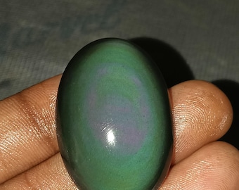 54 Cts. Natural Large  Oval Rainbow Obsidian Gemstone, Riki stone, velvet obsidian ,velvet crystal Polished Freeform Crystal