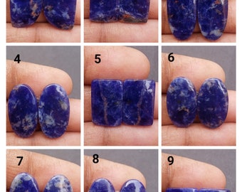Blaues Sodalith Cabochon Paar: Passendes Edelstein Ohrring Zubehör