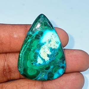 63 Cts. Natural Rare Green crysocolla Malachite Semi Precious Gemstone Loose Cabochon for Jewelery Making Top Quality Natural christmas gift